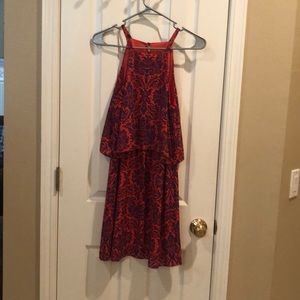 paisley orange and blue dress